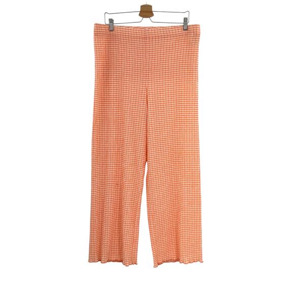 Aritzia Wilfred Verona Pant Seersucker Pull-On Gingham Orange Size XL - Picture 2 of 11